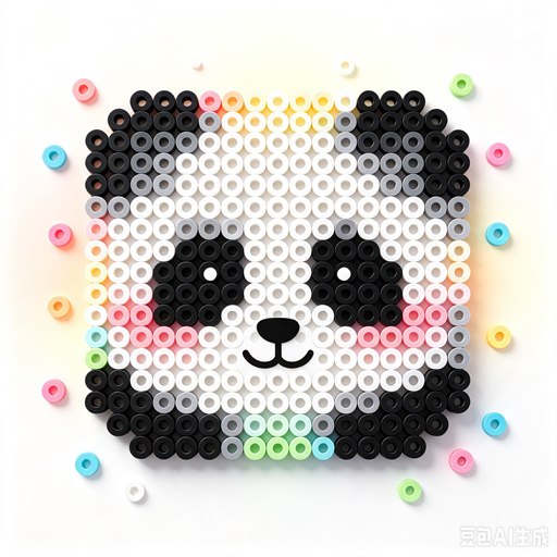 圆形拼豆颗粒组成的熊猫成品